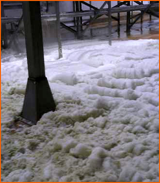 Foam overspill caused by vegetable washing
