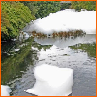 Escaping foam causes environmental damage