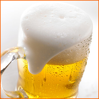 A foamy head of beer
